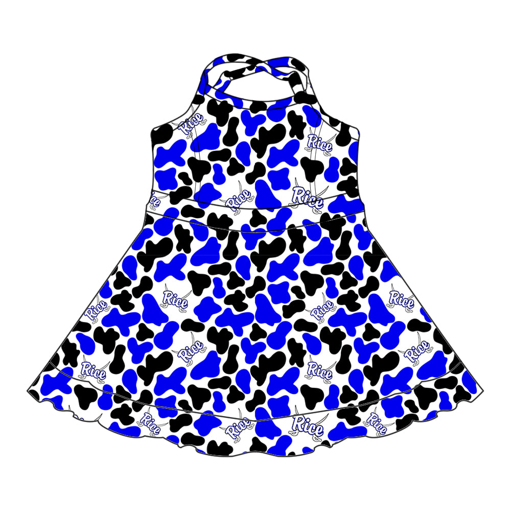 Custom Baby Girls Rice Raiderss team dress  D 8.2