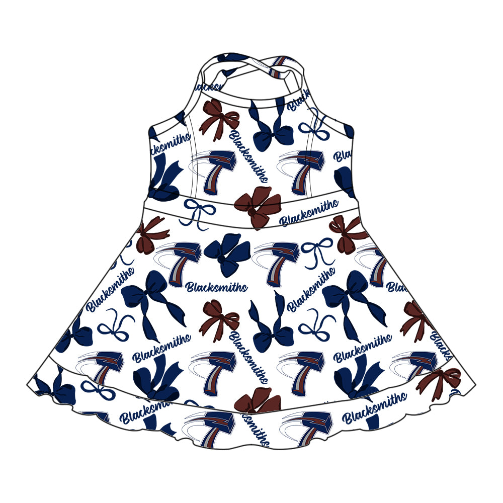 Custom  baby girls Blacksmiths team dress    MOQ3  D 7.25