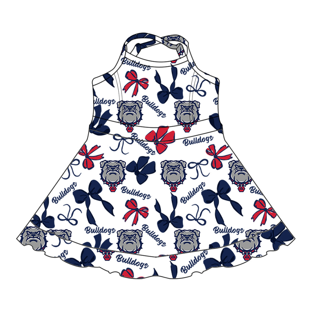 Custom  baby girls Bulldogs team dress    MOQ3  D 7.26