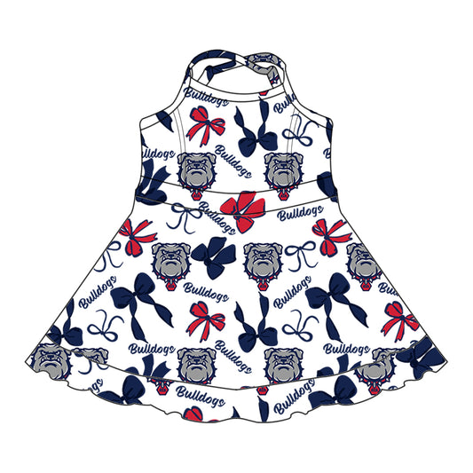 Custom baby girls Bulldogs team dress MOQ3 D 7.26