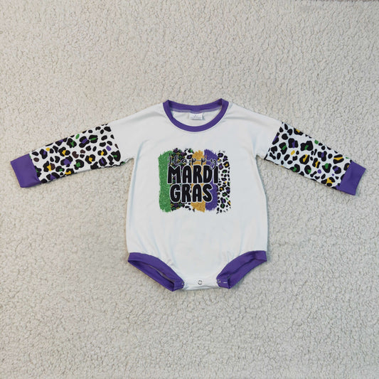 happy mardi gras romper suit