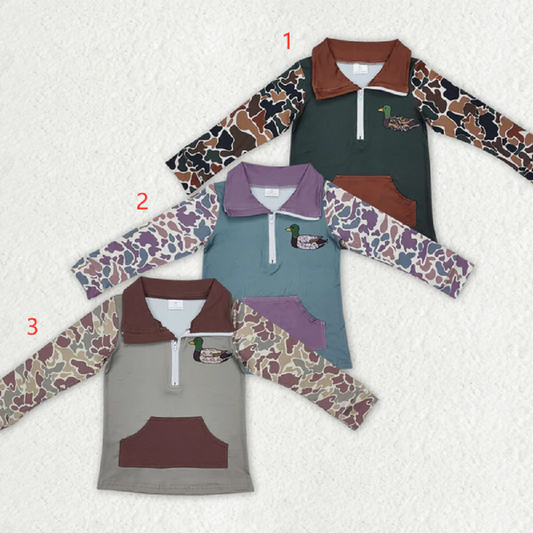 Sibling Brother Baby Boys Camo Zip Duck Hunting Pullovers Tops D 820