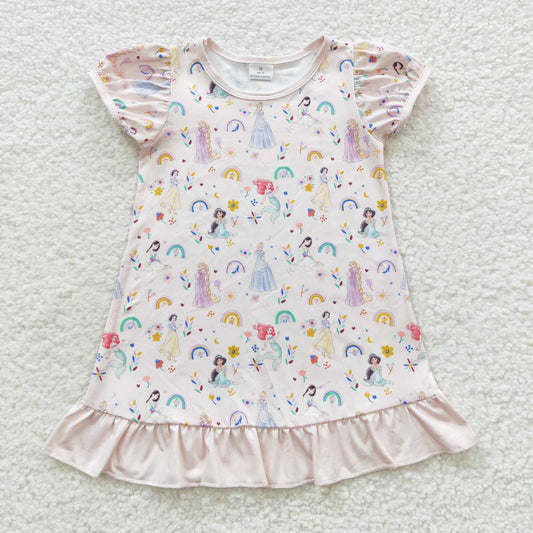 GSD0427 Floral Rainbow Lantern Sleeve Dress