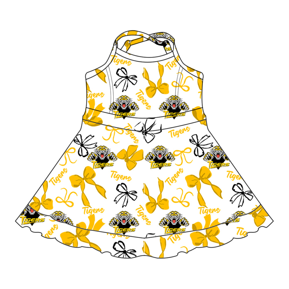 Custom Baby Girls Tigers team dress  D 8.2
