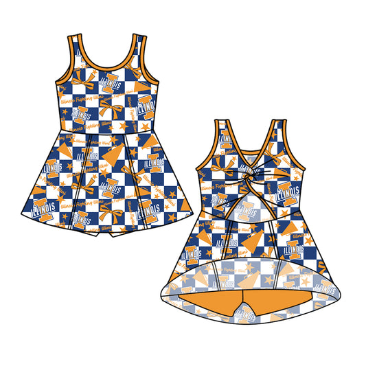 Custom  baby girl lllinois Fighting lllini  team dress  D 6.30