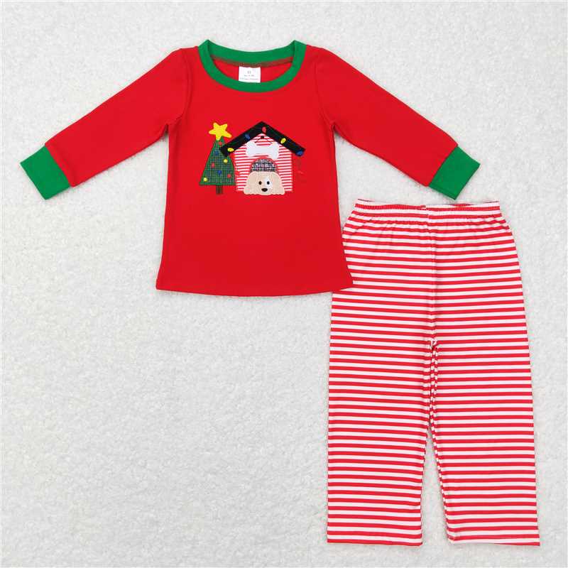 Sibling Baby Boys Girls Embroidery Trucks Santa Milks Top Pants Christmas Clothes Sets  D 1115