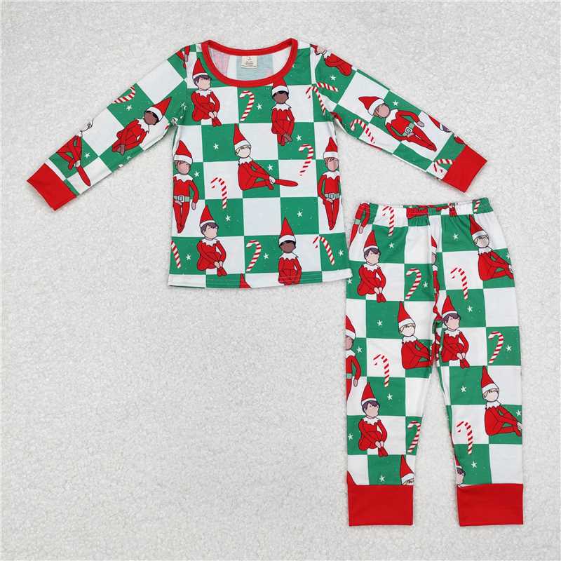 Match Girls Boys Christmas Shelf Bamboo Rompers Pajamas Clothes Sets