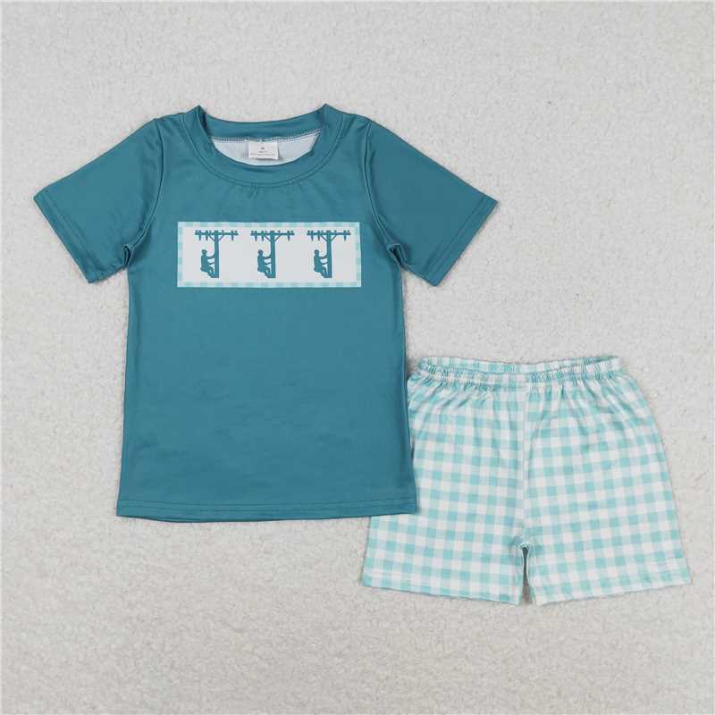 Match Baby Girls Boys Sibling Line Workers Summer Rompers Clothes Sets