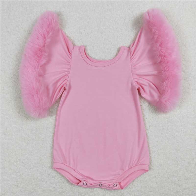 Sibling Baby Infant Girls Fur Flutter Sleeve Rompers D 1018
