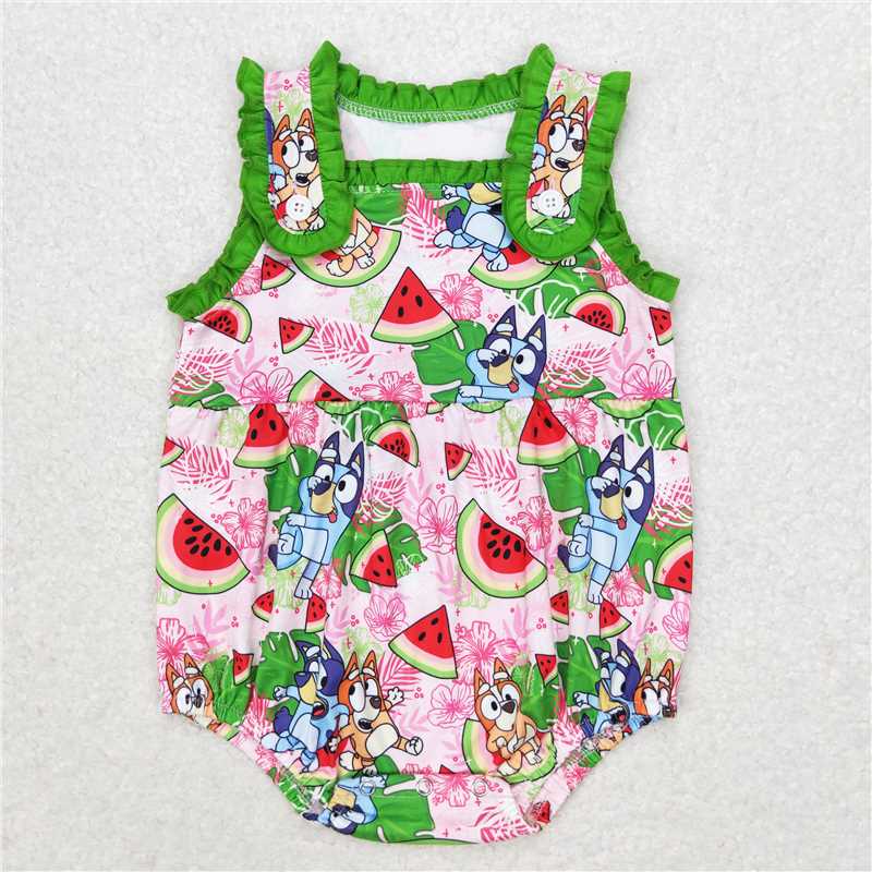 Match Baby Girls Watermelon Dogs Sibling Brother Rompers Clothes Sets