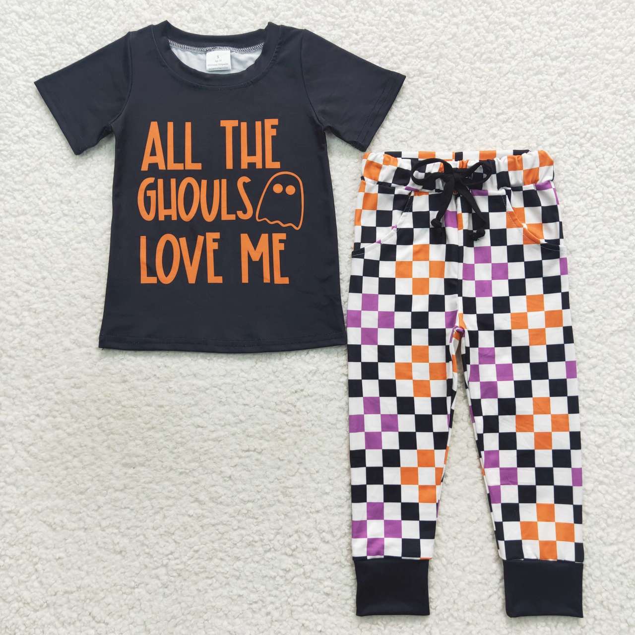 BSPO0160 Alphabet Ghost Short Sleeve Trouser Set