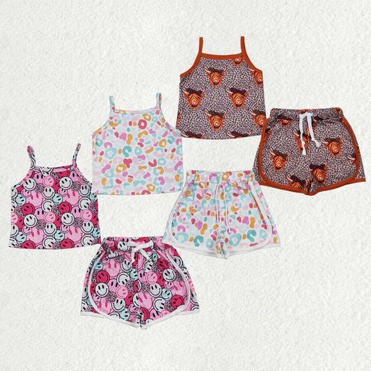 Sibling Baby Girls Summer Straps Shirts Shorts Clothes Sets D 6.27