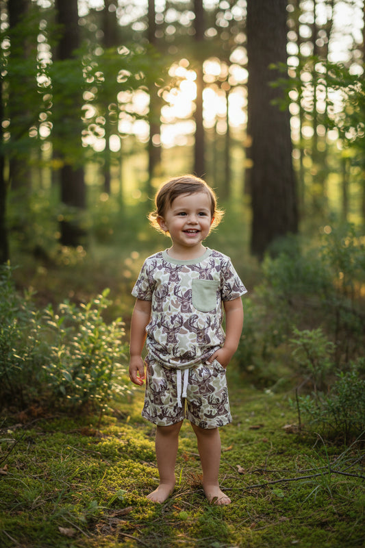 camo deer shorts set boys kids clothing