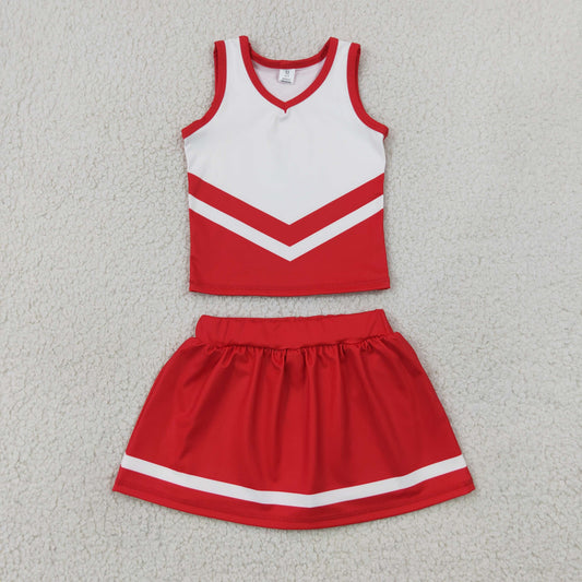 red white cheerleader athletic skort outfit girls clothes