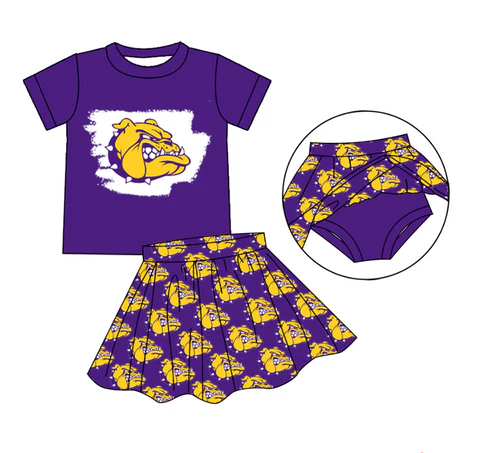 MOQ 5-purple bulldog skort outfit