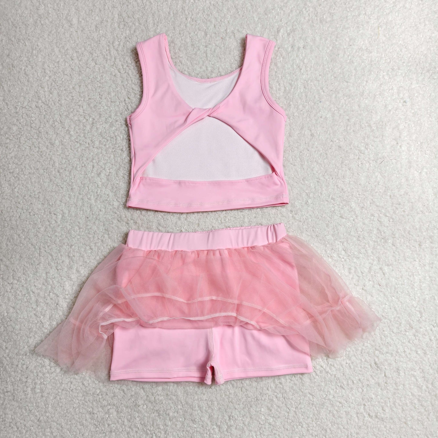 pink tutu athletic shorts outfit girls clothes