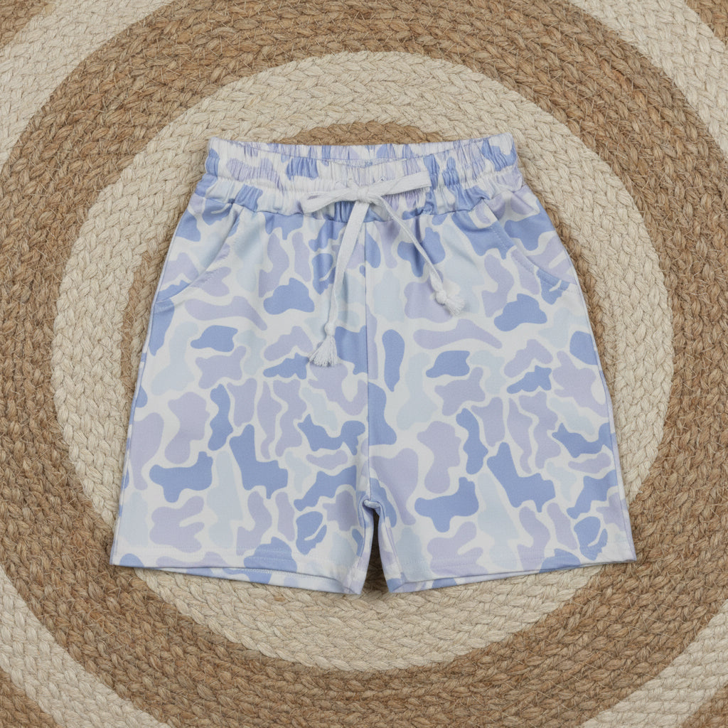 SS0886 blue camo shorts with pocket