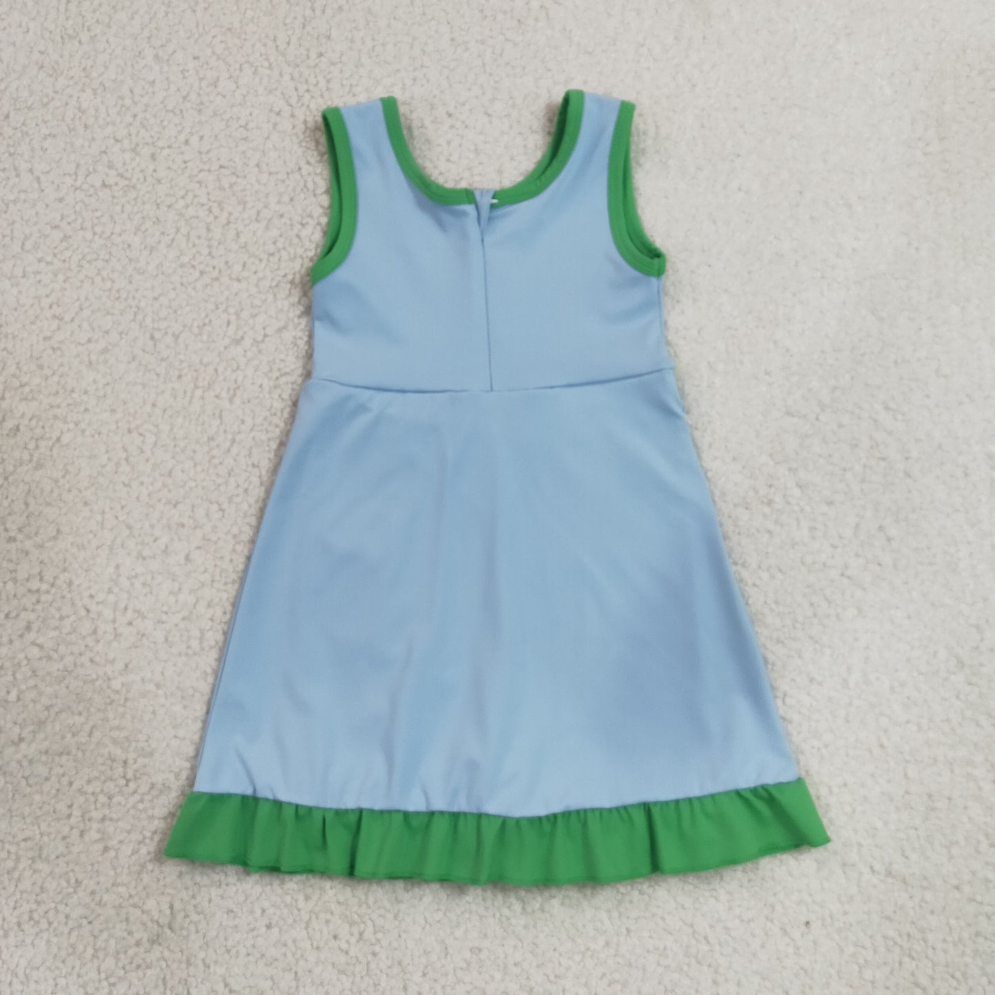 solid green and blue ruffle athletic dress