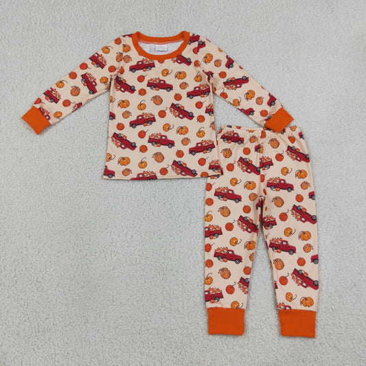 unisex child pumpkin truck pajamas