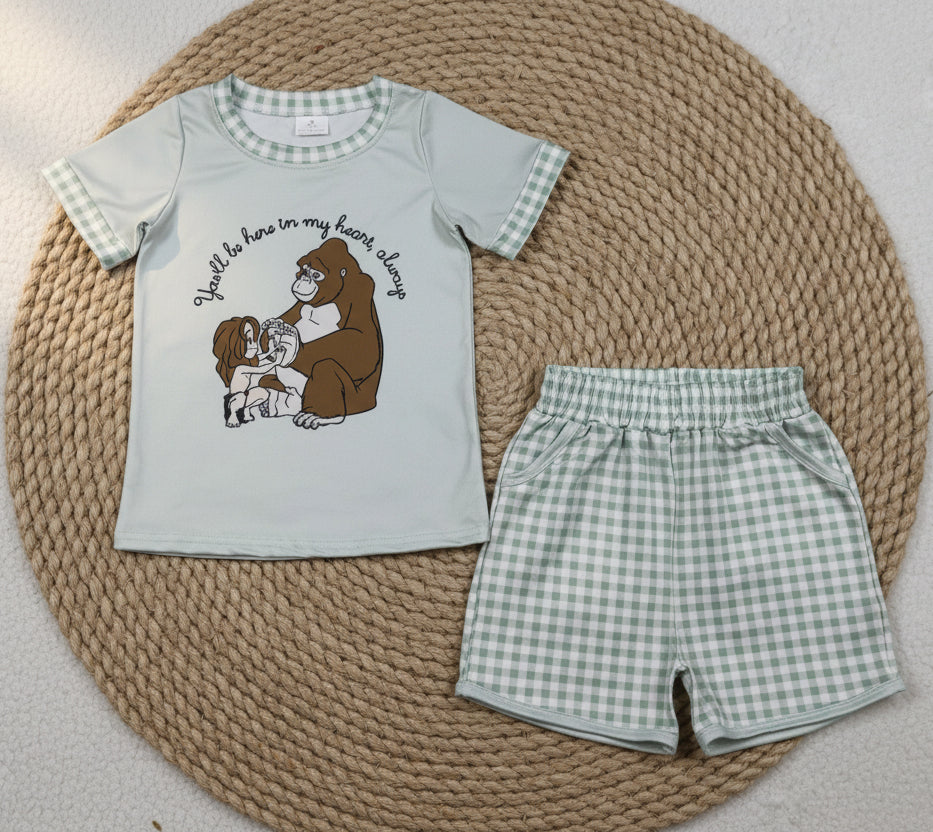 cartoon print shorts set boy clothing