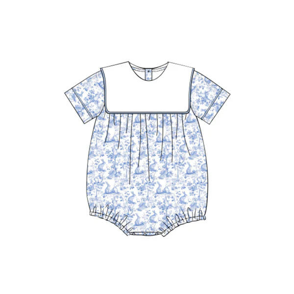 Custom order Ashleigh blue rabbit boy romper