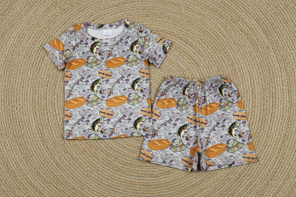 gone fishing shorts set kids clothing