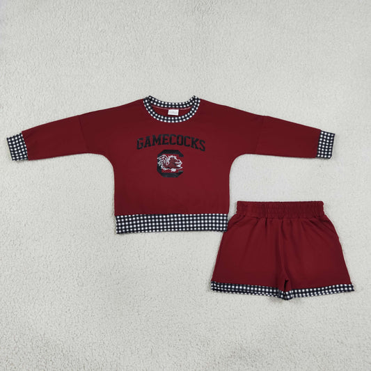 digital print football team Gamecocks long sleeve sweatershirt shorts set