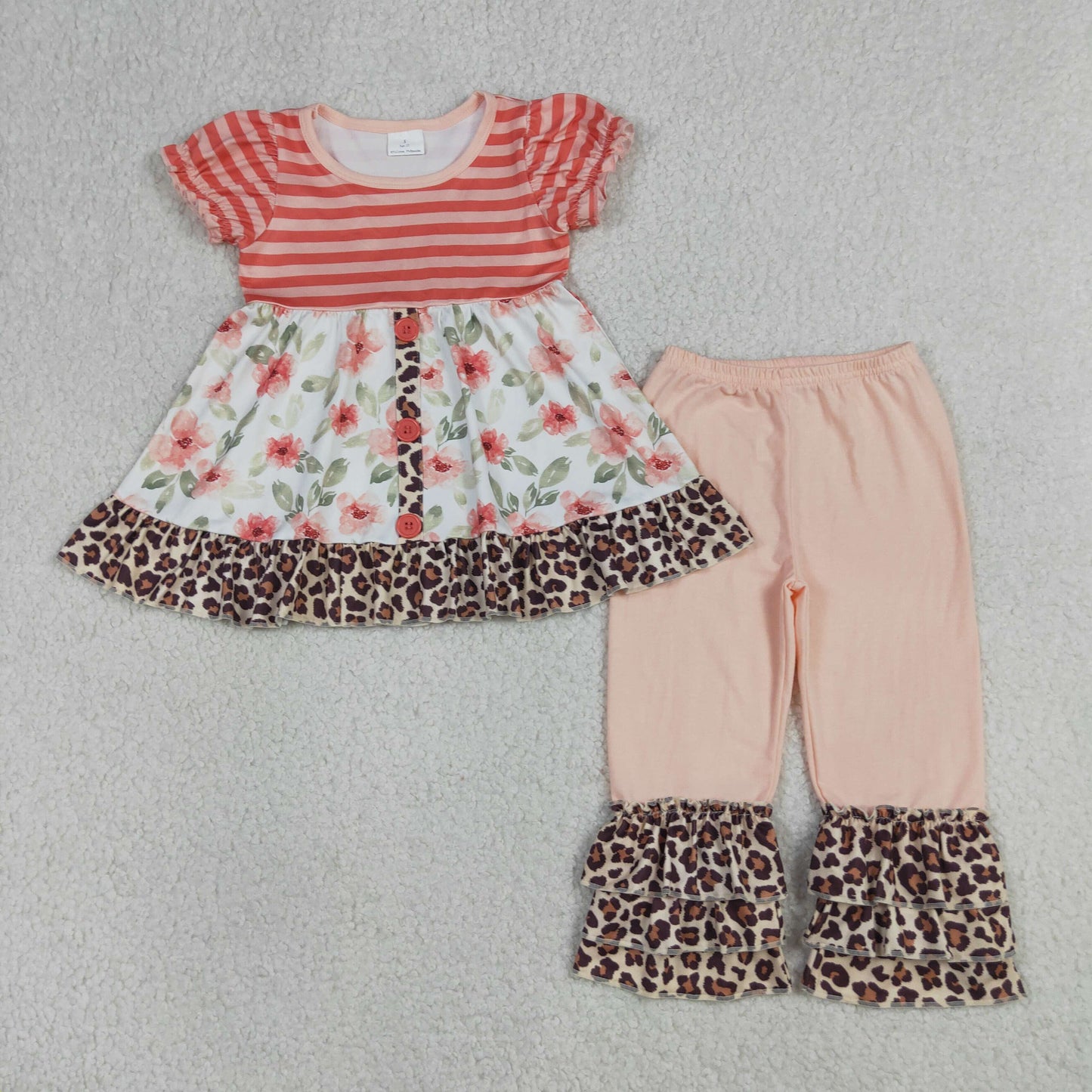 baby girl spring short sleeve ruffle pants set floral outfit