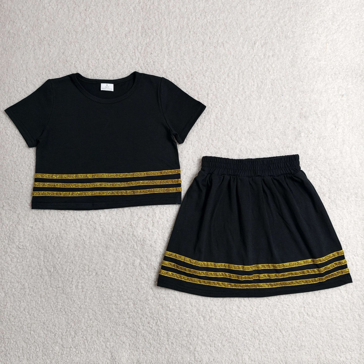 black gold glitter striped skort set girls clothing