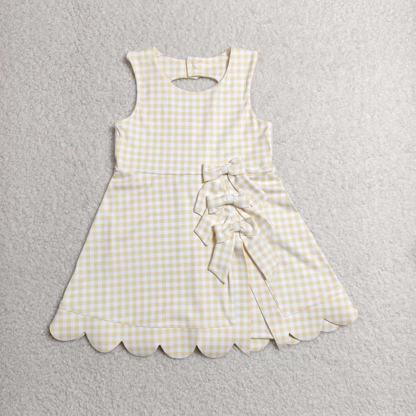 yellow gingham bow scallop athletic dress
