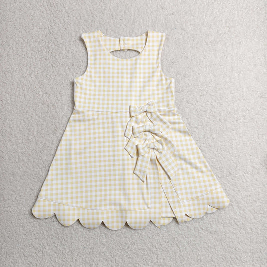 yellow gingham bow scallop athletic dress