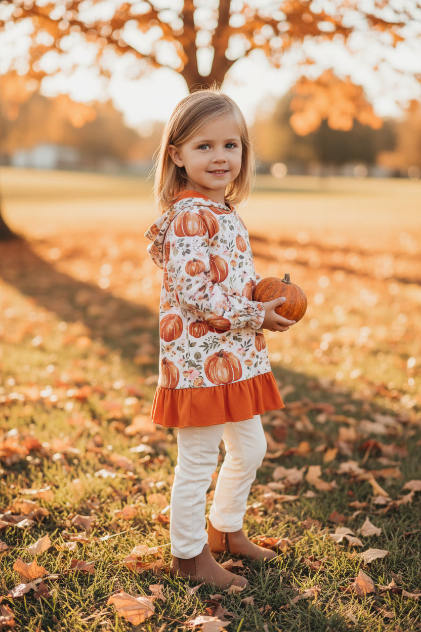 baby girl floral pumpkin long sleeve hoodie