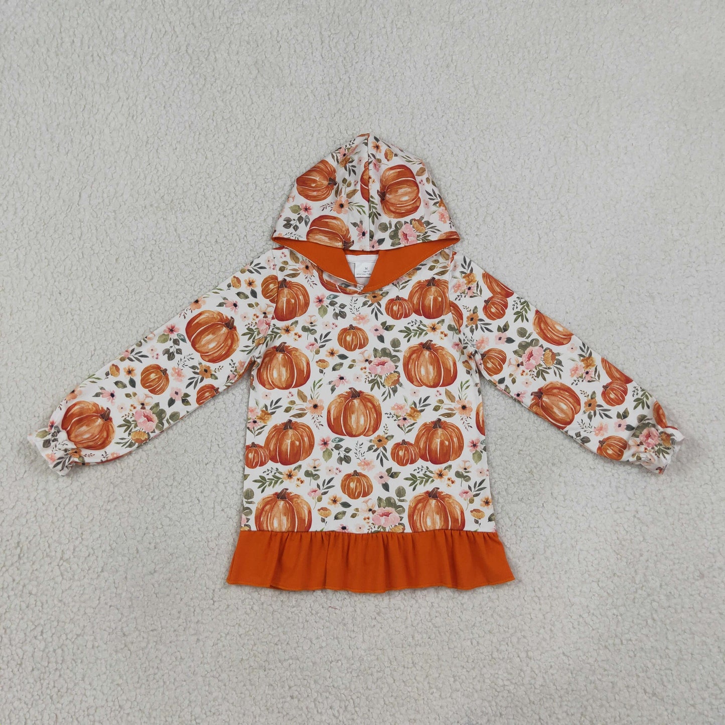 baby girl floral pumpkin long sleeve hoodie
