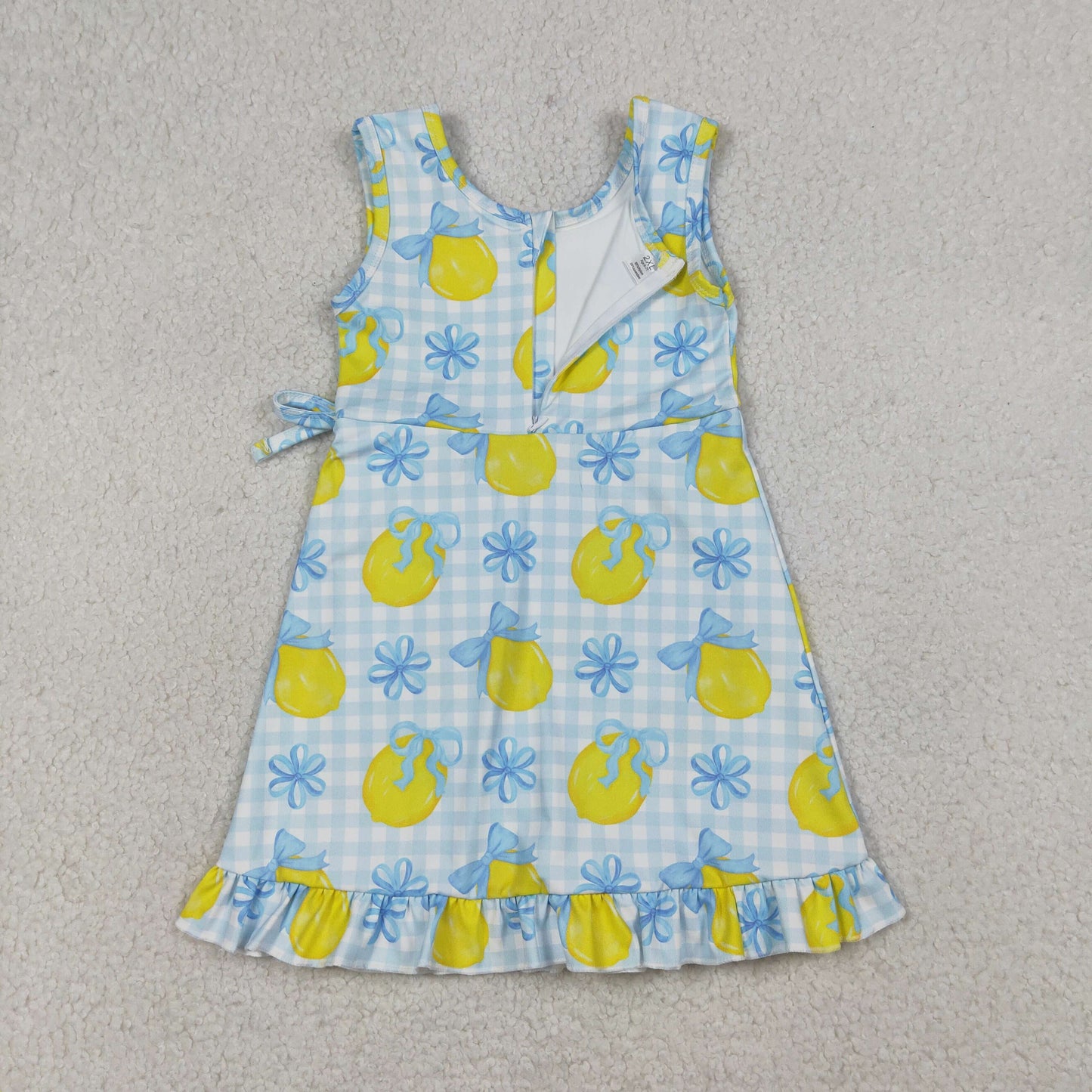 blue bow lemon ruffle athletic dress