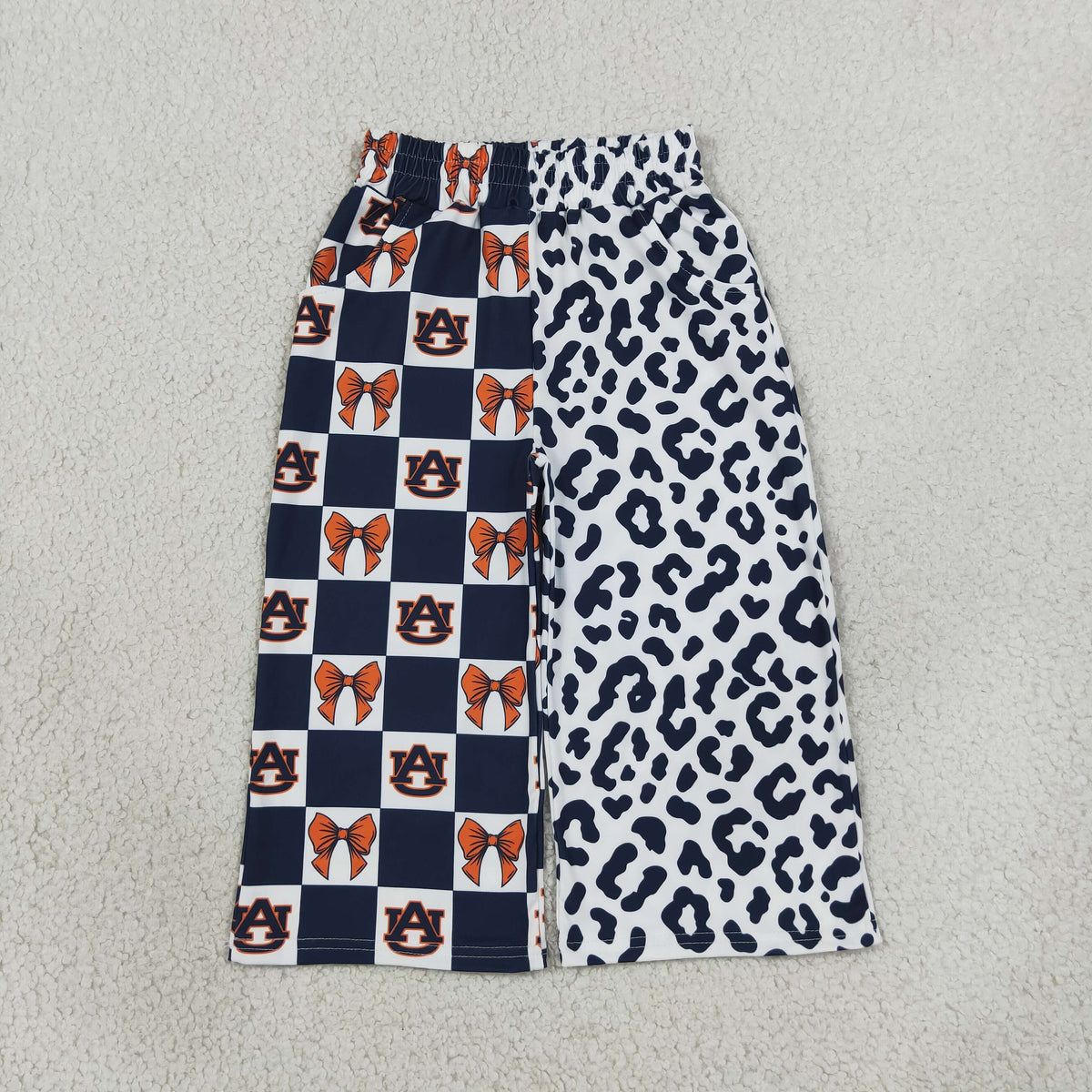 baby girl AU check leopard wide leg pants