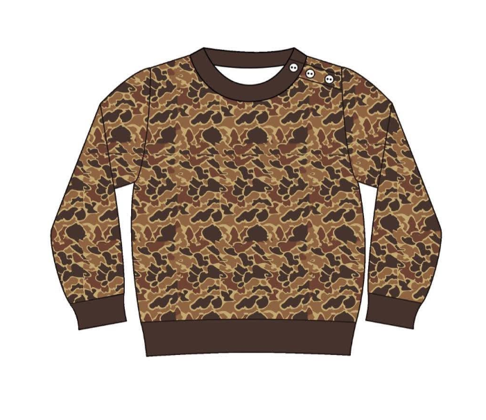 MOQ 5 one items Tat 6-7weeks kids camo sweatershirt boys top