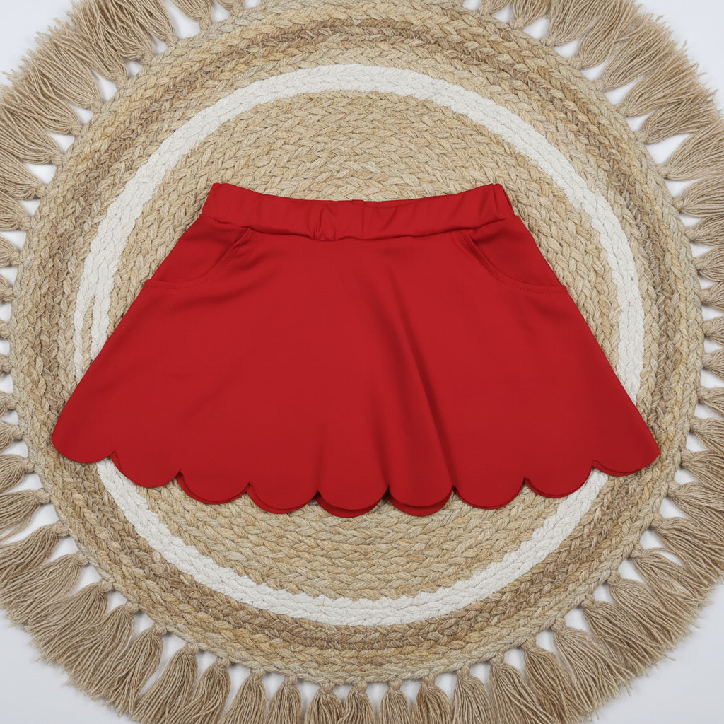 solid red athletic scallop skort girl skirt