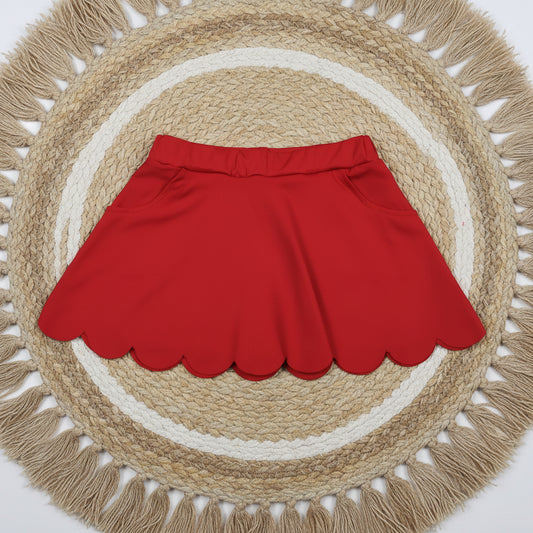 solid red athletic scallop skort girl skirt