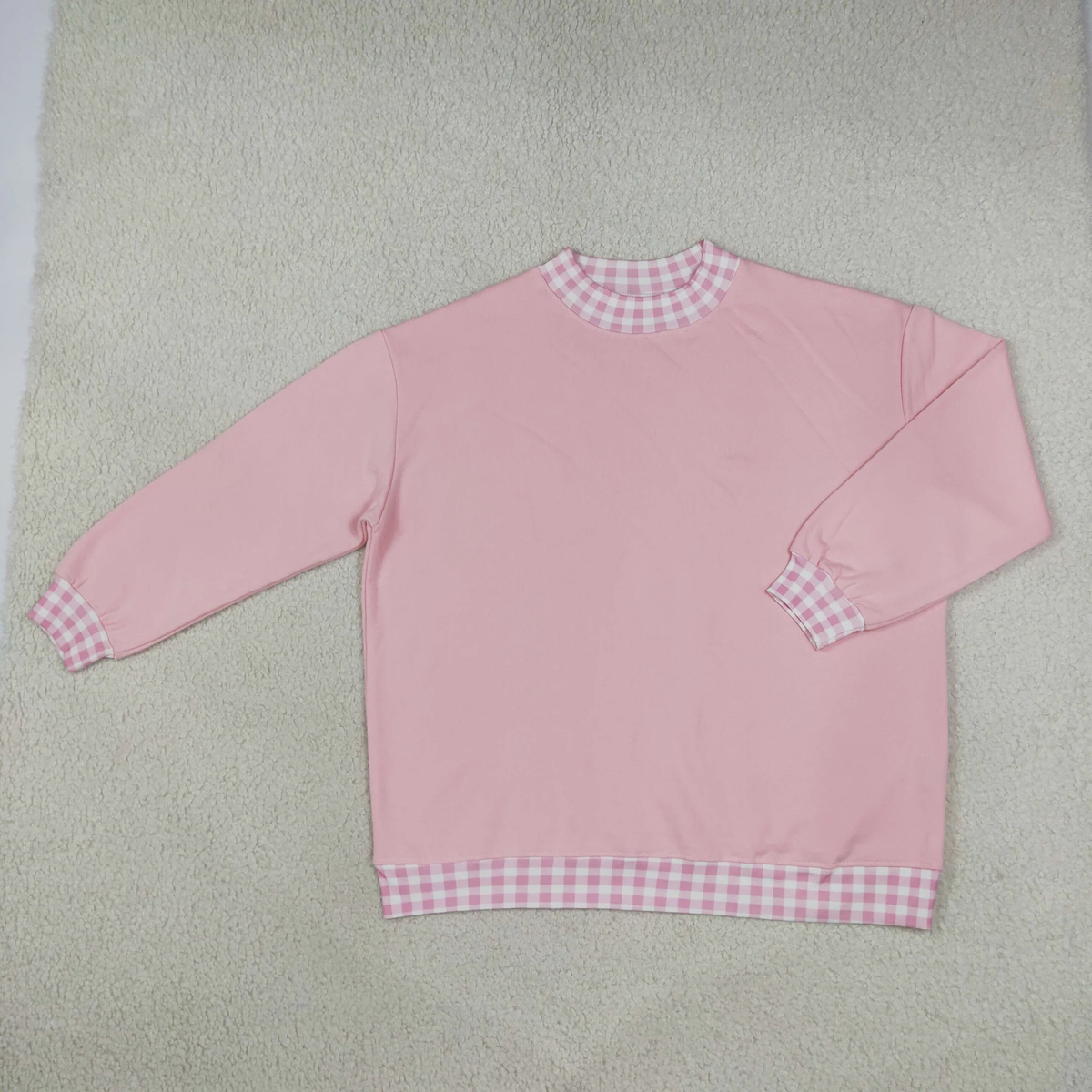 Adult long sleeve cotton gingham sweatshirt