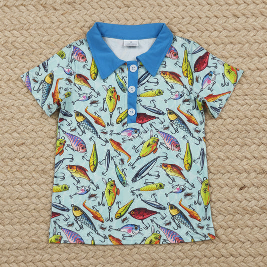 fish hook polo t-shirt boy's top