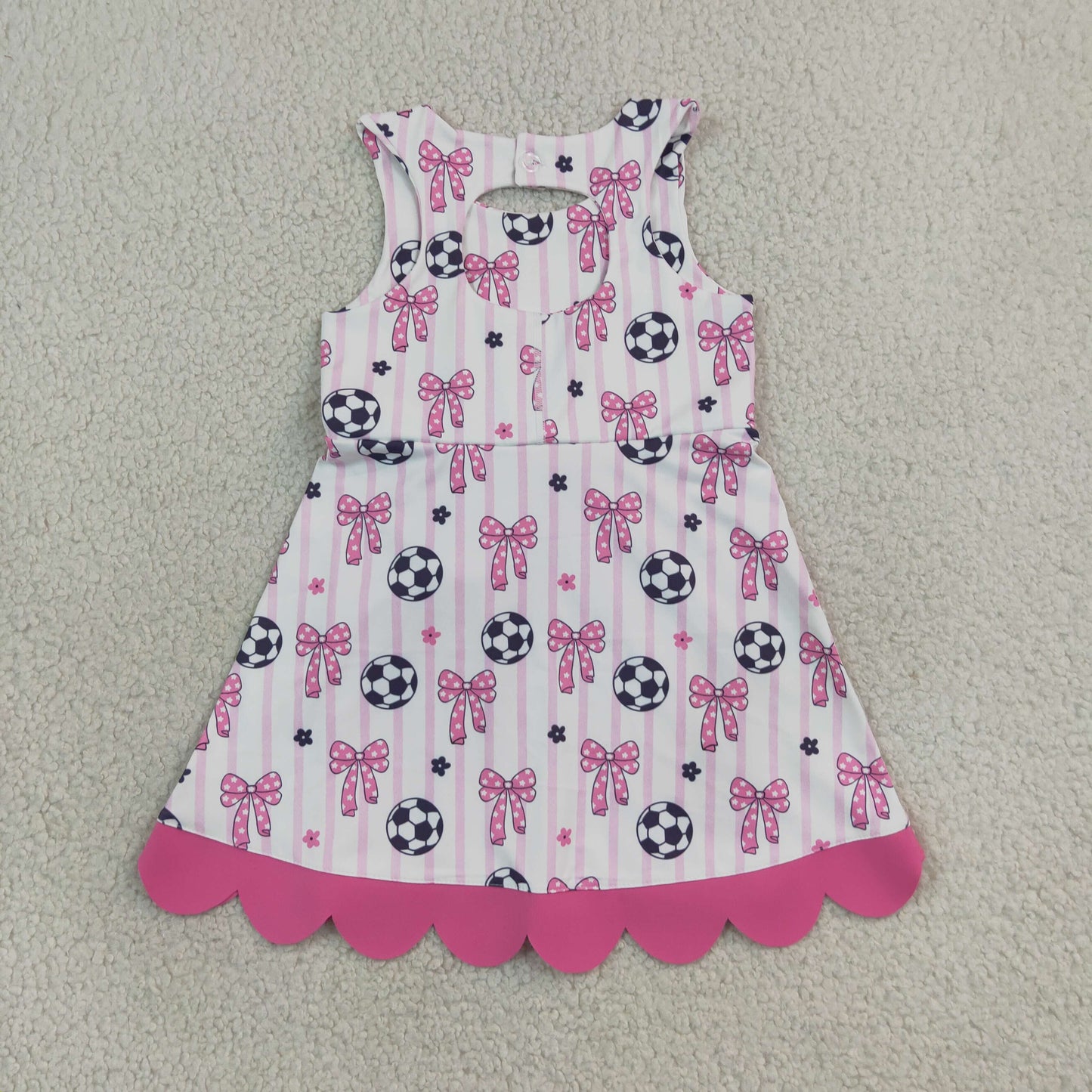 pink bow soccer athletic scallop dress