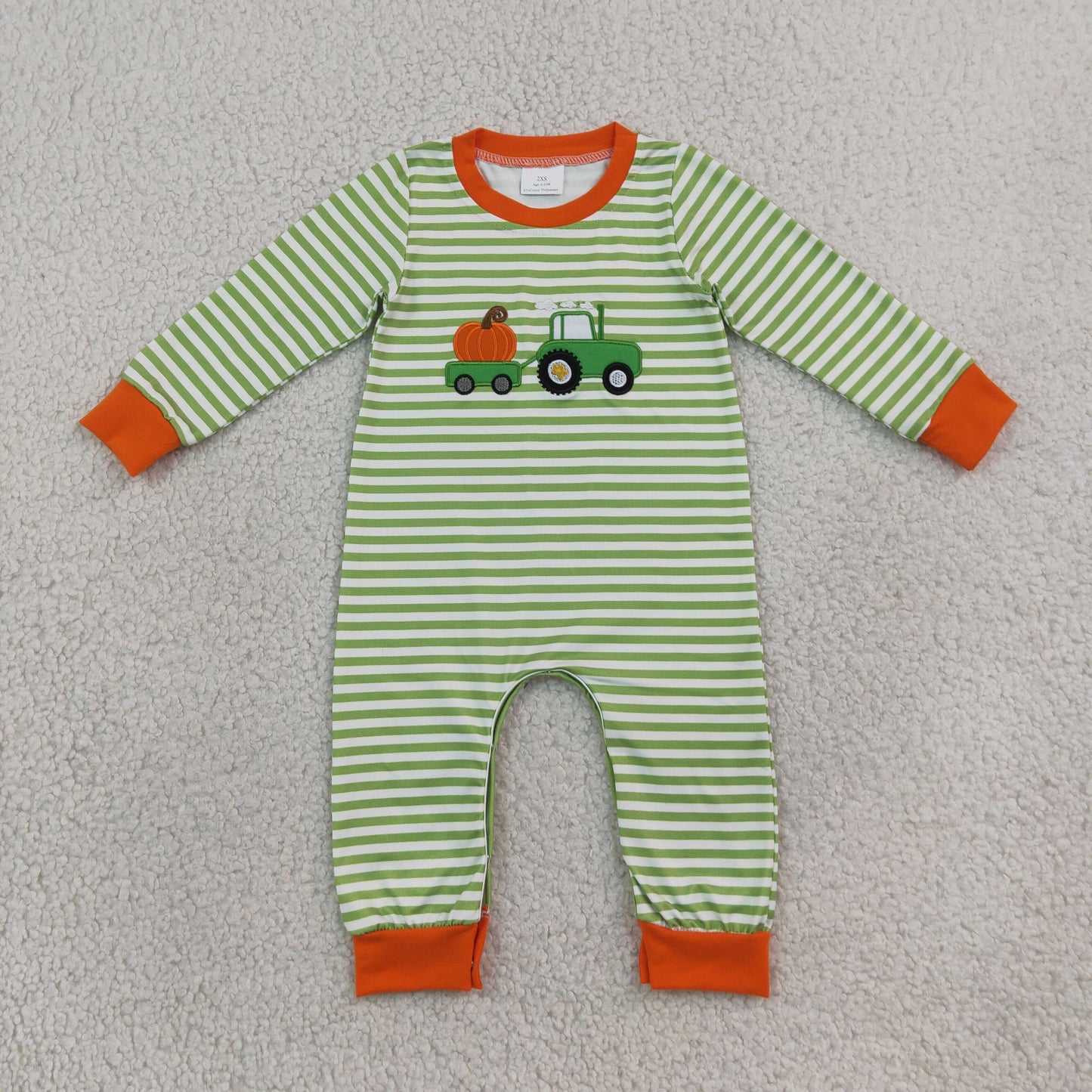 boy romper with embroidery pumpkin tractor baby clothing