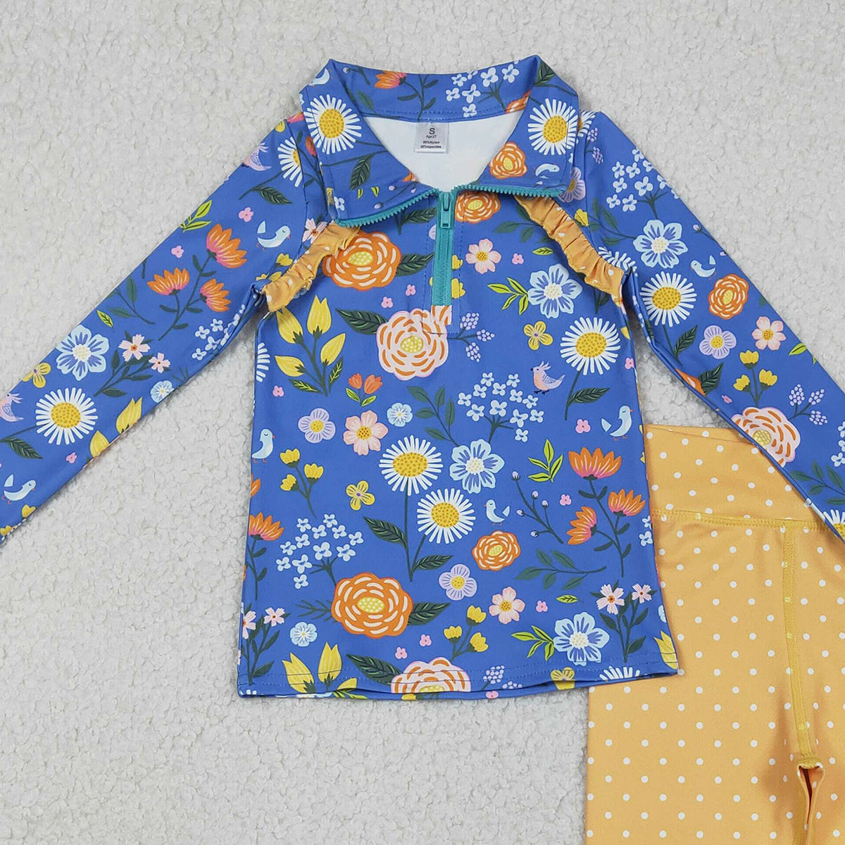 Baby Girls Colorful Flowers Zipper Pullover Leggings Set Active Yoga Clothes Outfit for Kids