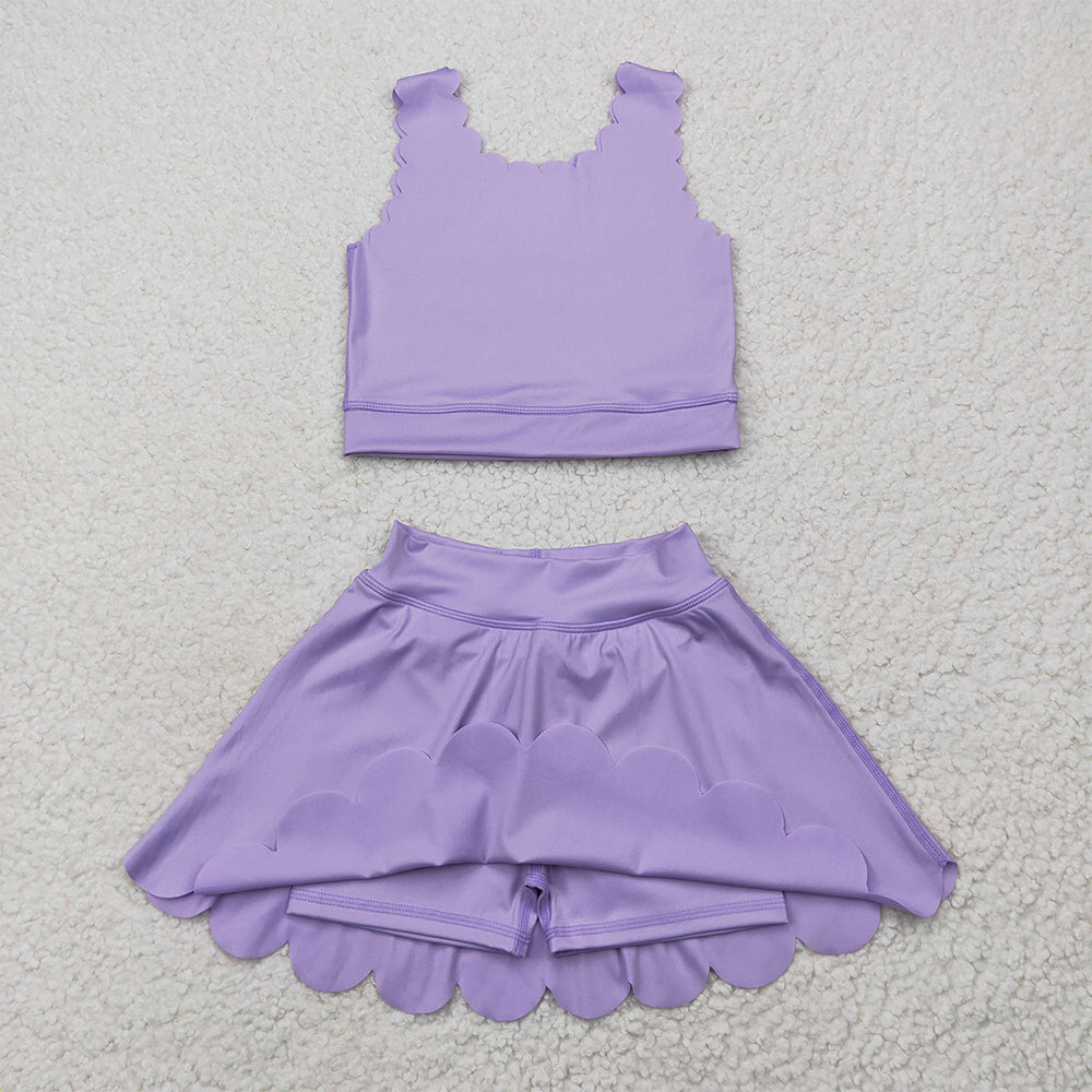 GSD2095  Baby Girls Lavender Yoga Vest Skirt Active Wear Clothes Sets D 5.28