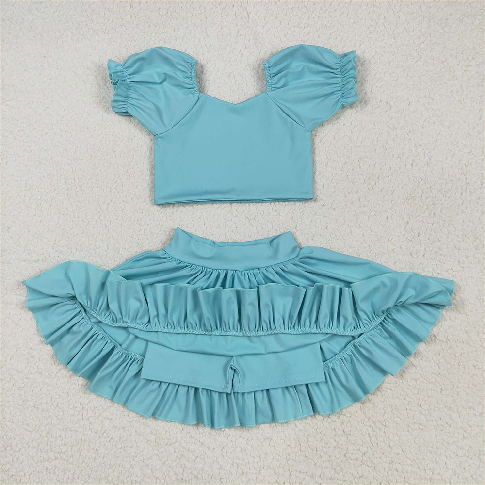 GSD2101 Baby Girls Aqua Yoga Shirt Skirt Active Wear Clothes Sets D 5.22