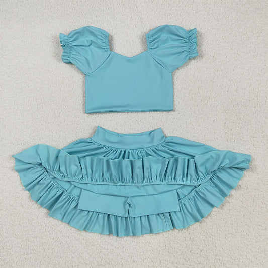 GSD2101 Baby Girls Aqua Yoga Shirt Skirt Active Wear Clothes Sets D 5.22