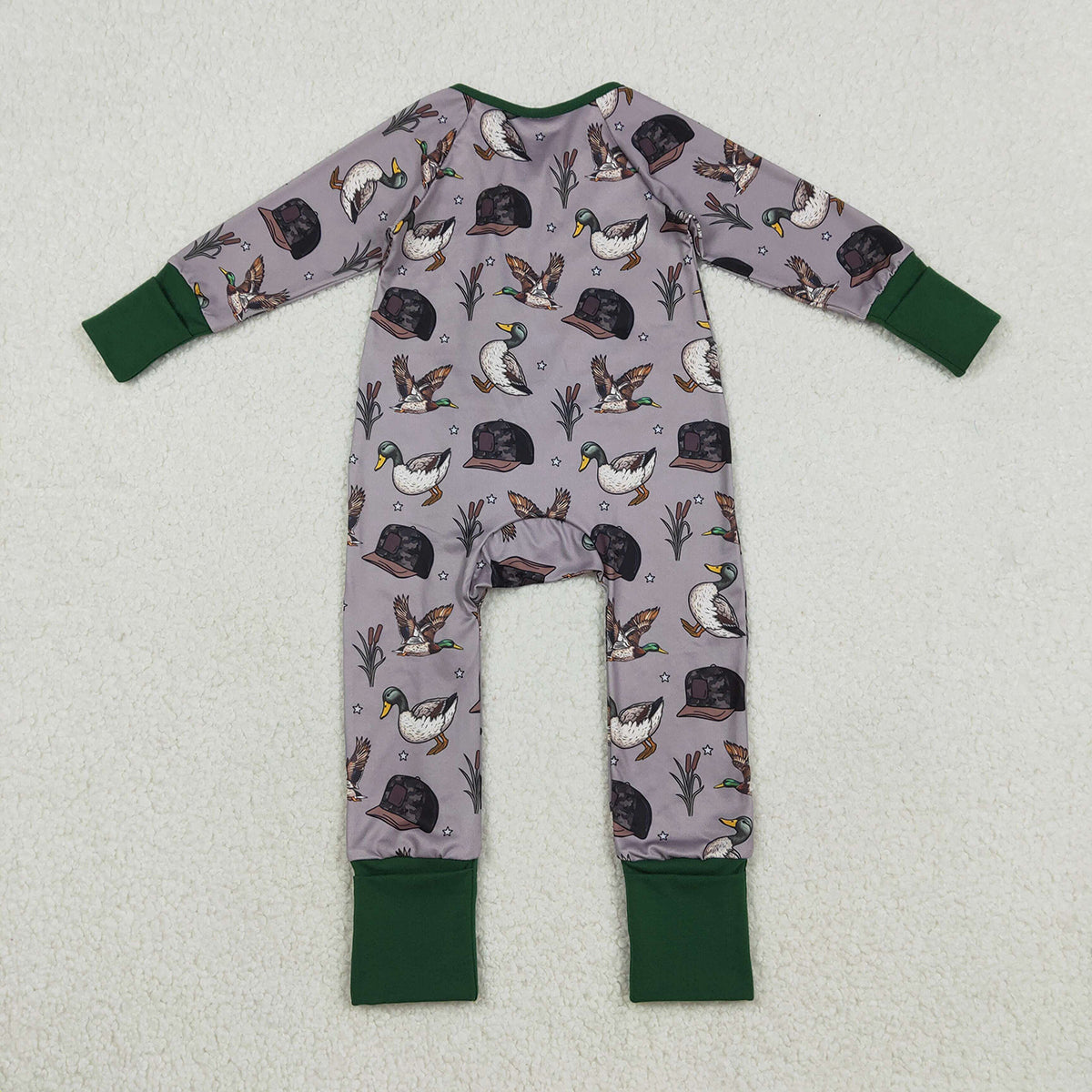 Baby Boys Camouflage Convertible Rompers with Two-Way Zipper Duck Hunting Theme Adjustable Hat Included