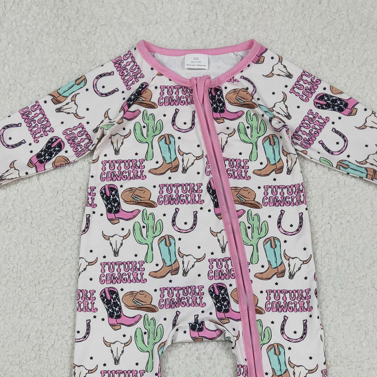 Baby Girls Cactus Cowgirls Western Two-Way Zip Convertible Rompers for Infants