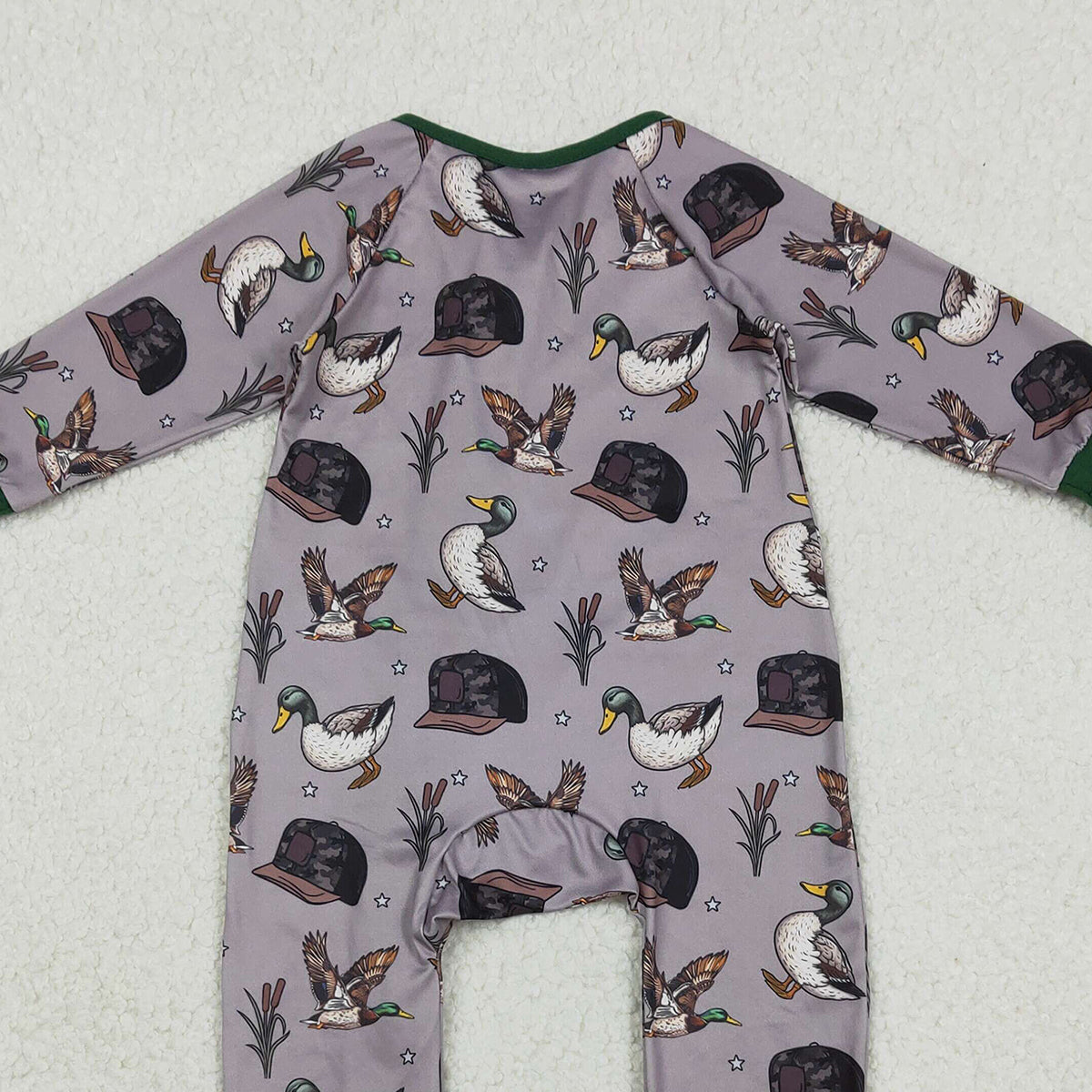 Baby Boys Camouflage Convertible Rompers with Two-Way Zipper Duck Hunting Theme Adjustable Hat Included