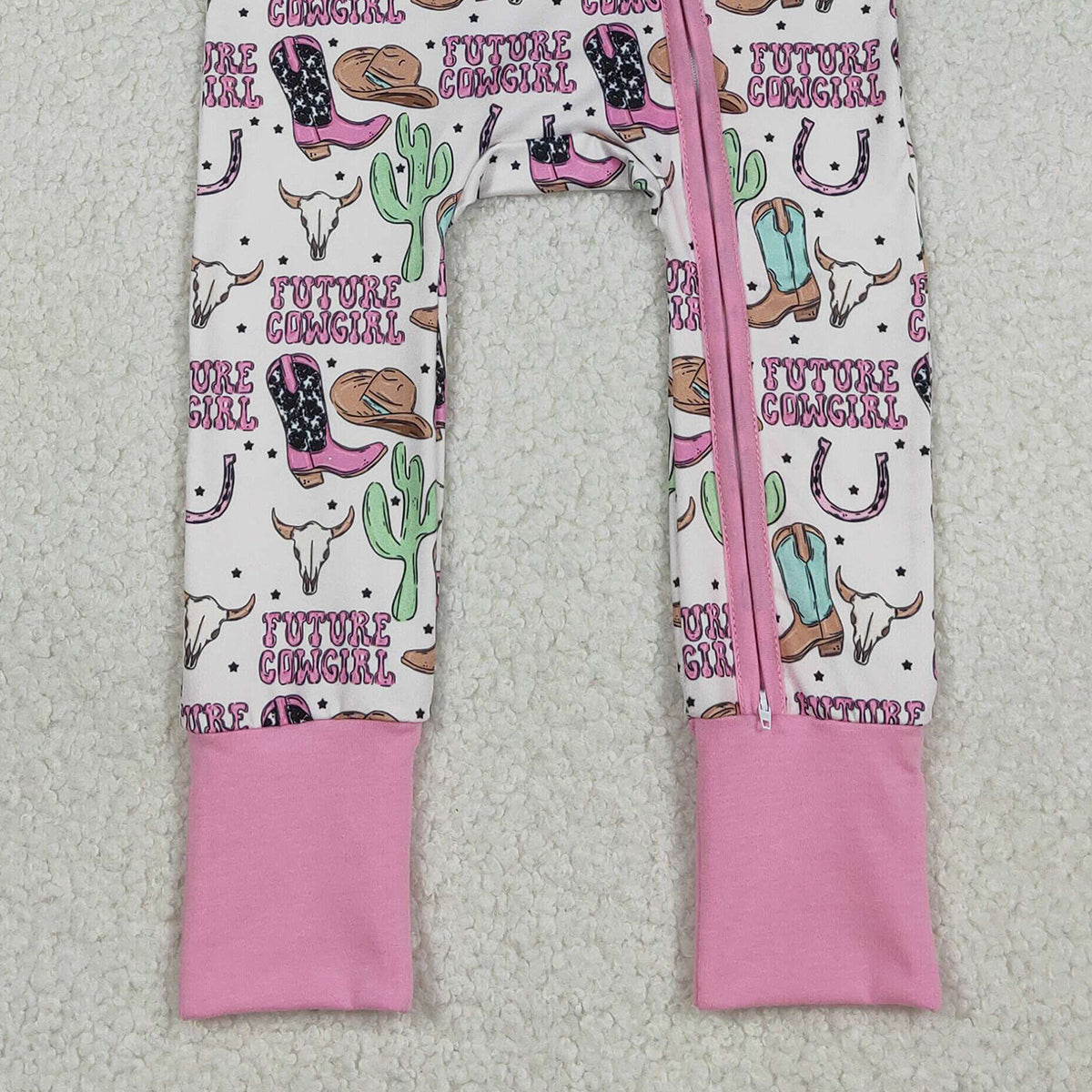 Baby Girls Cactus Cowgirls Western Two-Way Zip Convertible Rompers for Infants